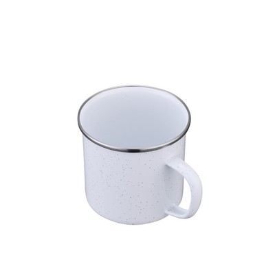 Endura 16 oz White Enamel Mug with SS Rim