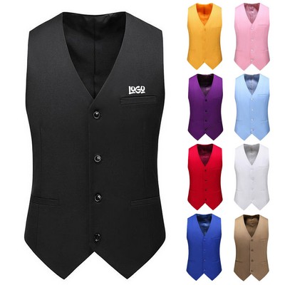 Men Adjustable Business Polyester Suit Vest for Comfort Fit