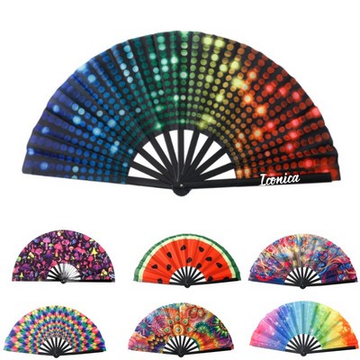 25" Bamboo & Nylon Folding Hand Fan