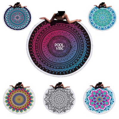 59" Round Mandala Printed Beach Towel