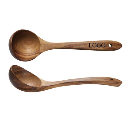 Natural Acacia Wood Large Soup Ladle 10 1/4"X3"