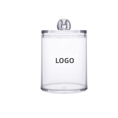 Clear Round Cotton Swab Storage Container for Bathroom and Travel Use