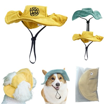 Corduroy Pet Sun Fisherman Hat With Ear Holes