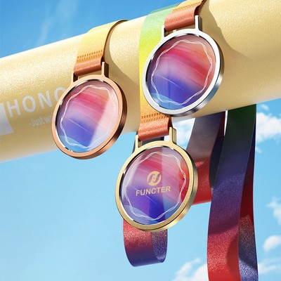 Metal-Edged Round Crystal Competition Medal