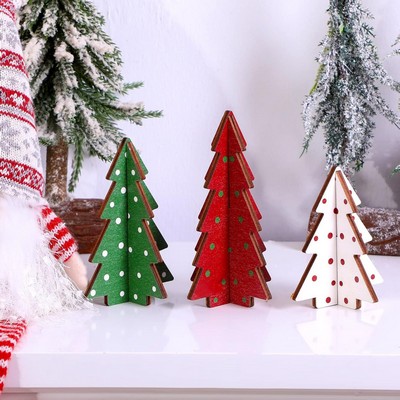Wooden Christmas Tree Figurine Holiday Home Decoration Party Ornament Craft Decor 10-14cm
