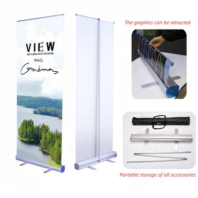 23.6"x 63" Retractable Banner Stand with Graphic, Econo - Roll Design