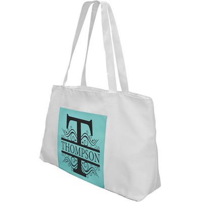 White Teal Laserable Leatherette Gusset Bag.