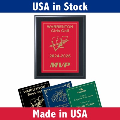 Solid Black Wood Award Plaque with Laser Engraved Plate-9x12