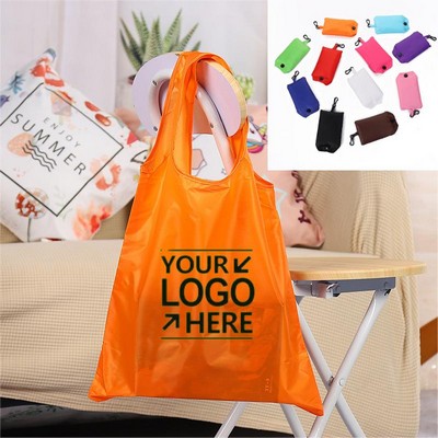 190T Polyester Reusable Foldable Tote Bag with Carrying Clasp