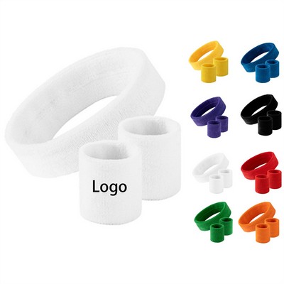 Cotton Sports Wristband and Headband Set