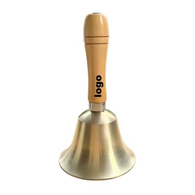 8cm Wooden Handle Polished Copper Bell for Classroom or Signal Use