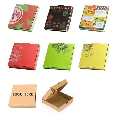 9x9" Kraft Corrugated Pizza Boxes - Colorful Printed