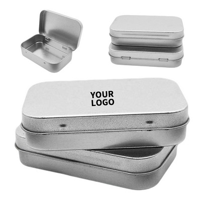 Rectangular Hinged Tinplate Storage Container Empty