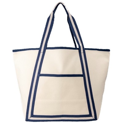 Blank Heavy Duty Seaside 16 oz Canvas Boat Tote Bag | Beach Travel Daily Navy (24x15x9)