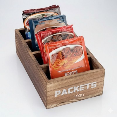 Wooden Storage Box Multi Compartment Organizer Solid Wood Tea Bag Coffee Condiment Snack Box
