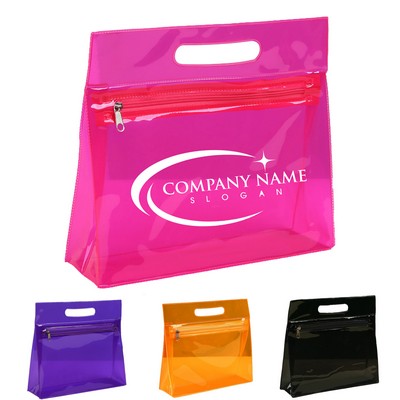 Colored PVC Cosmetic And Toiletries Packaging Zipper Handbag