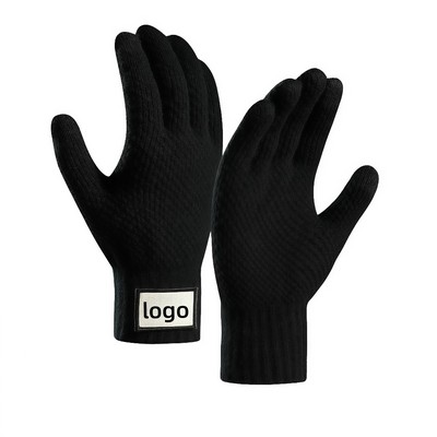 Men's Knit Touchscreen Gloves Extra Warm with Jacquard Pattern and Fleece Lining