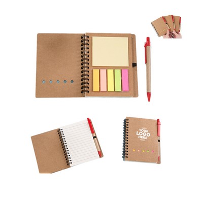 Spiral Notebook Lined Notepad With Pen In Holder