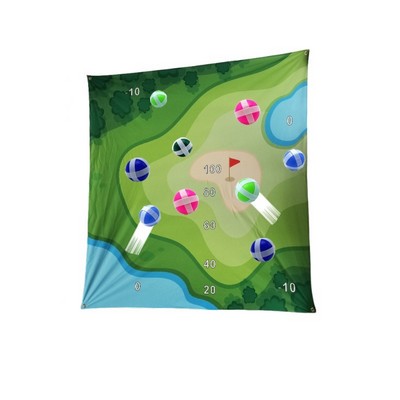 Full Size Printed Mat 5 Self Adhesive Sticky Balls Game Set With Hanging Cord