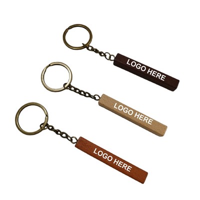 Customizable Rectangular Wooden Keychain