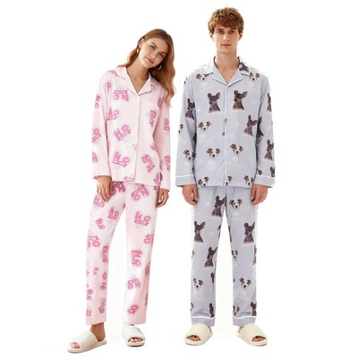 100% Cotton Unisex Long Sleeve Pajamas Set