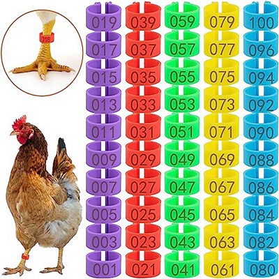 Clip On Number Identification Poultry Leg Ring Plastic Open Marker Band for Chickens 100pcs