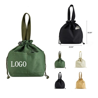 Thermal Canvas Drawstring Lunch Tote