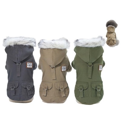 Pet Cotton Jacket W/ Fur Hooded