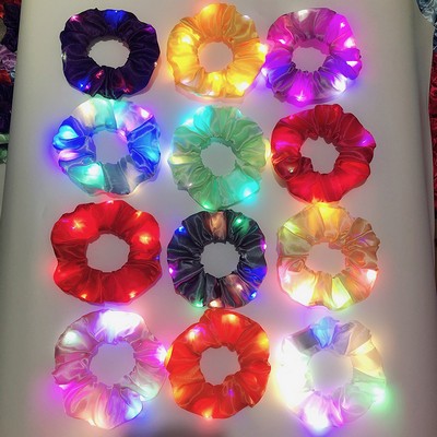 Satin Silk Scrunchies w/LED Light