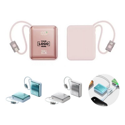 Mini Super Fast Charging Power Bank with Built-in Braided Cable