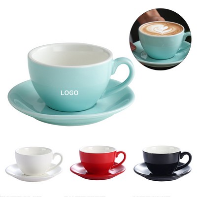 8 Oz Ceramic Coffee Cup With Saucer