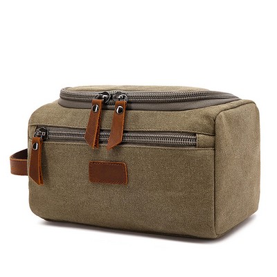 Leather Canvas Toiletry Bag