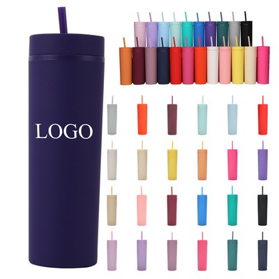 16 OZ Insulated Skinny Tumbler with Straw