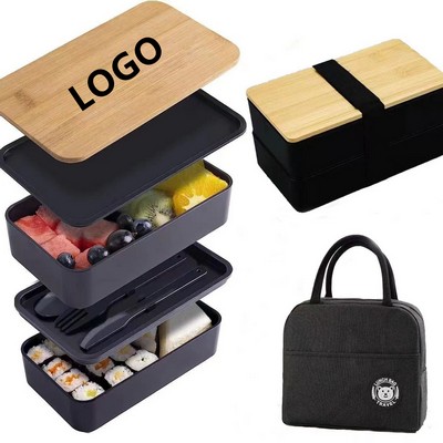 Stackable Bamboo Bento Box with Compartments