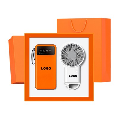 Portable Power Bank & Handheld Fan Set With Coordinated Gift Packaging