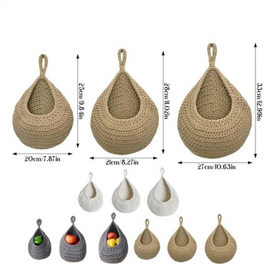 3-Piece Set Teardrop Macrame Hanging Baskets (M, L, XL)
