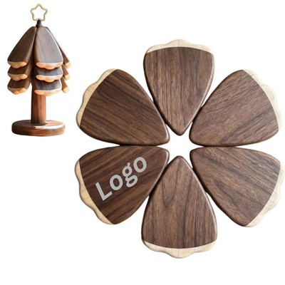 Stackable Wooden Tree Coaster Set