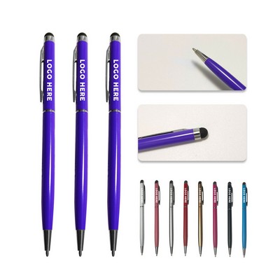 Slim Metal Pen With Stylus