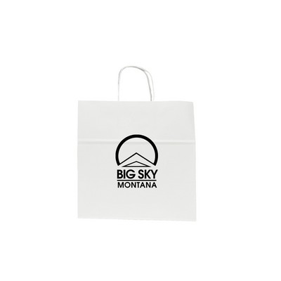 White Kraft Paper Shopping Bag (11.75"x8"x11.75")
