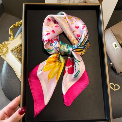 Custom 26.8" x 26.8" Silk Feeling Head Scarfs Fashion Neckerchief