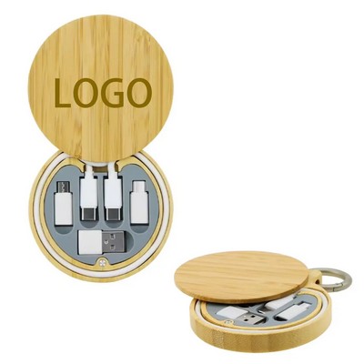 Bamboo Round Charger Cable Organizer