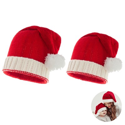 Parent-Child Pom Beanie Hat Santaa Crochet Hats
