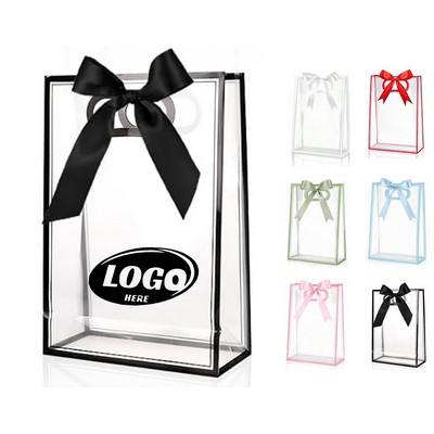Clear Gift Bag with Handle Ribbon Bow