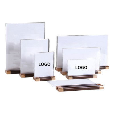 Walnut & Acrylic Table Card Holder Display Holder Stand