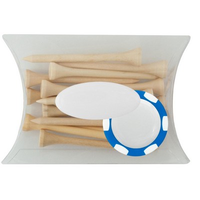 Clear Pillow Pack Golf Gift Set - Domed Poker chip & Tees