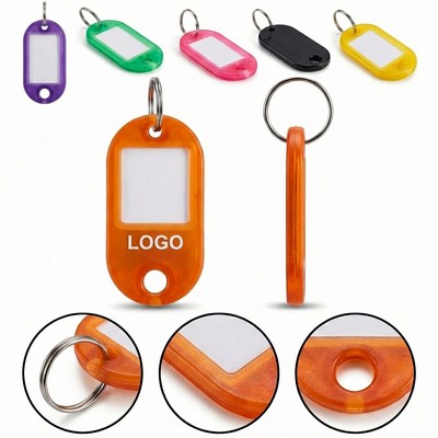 Durable Plastic Key Ring Tag with Clear Protective Cover and Insertable Paper