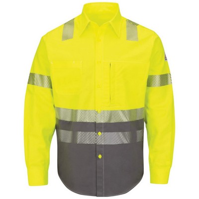 Bulwark Men's Hi-Visibility Color Block Uniform Shirt - EXCEL FR® ComforTouch® - 7 Oz. - SLB4H