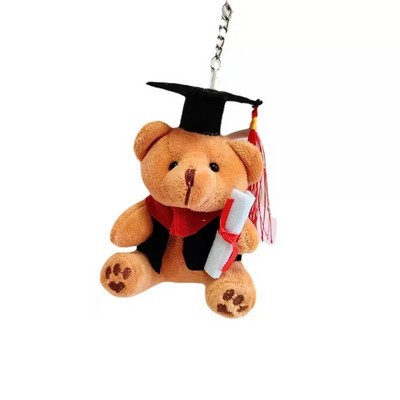 Miniature Graduation "Doctor Bear" Plush Keychain Reading Bear Commemorative Gift Scholarly