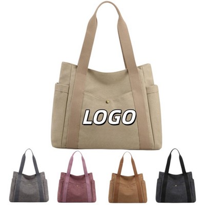 Multi Compartment Canvas Women Tote Bag