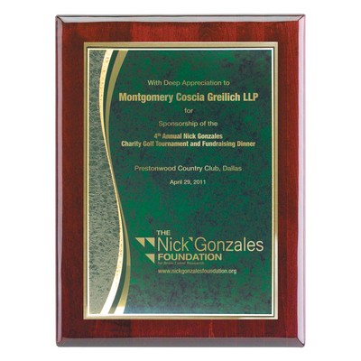 Plaque - 7"x9" Rosewood Wall Plaque with Green Wave Marble Plate (5"x7")